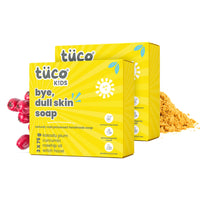 Tuco® Kids Bye, Dull Skin Soap Pack of 6X75gm with Turmeric, Shea Butter & Coconut Oil | Perfect for Dull & Sensitive Skin | Paraben & Sulphate Free | Ages 2-5, 5-10, 10-15 | 6x75gm