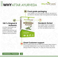 Attar Ayurveda Natural Bhringraj Powder for hair growth (100 Grams) | For Hair Mask and Eating | 100% Pure and Natural | No Chemical, No Preservatives
