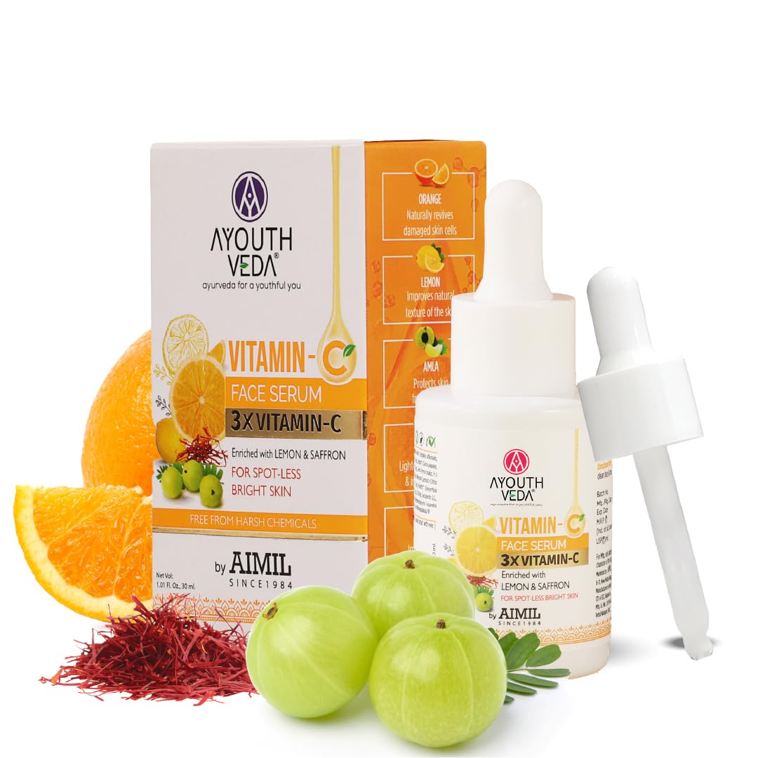 Ayouthveda Vitamin-C Face Serum Enriched With Lemon & Saffron For Spot Less & Blemish Free Skin 30ml