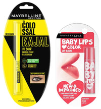 Maybelline New York Colossal Kajal, Black, 0.35g And Maybelline New York Baby Lips Lip Balm, Cherry Kiss, 4g