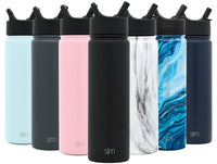 Simple Modern Water Bottle with Straw Lid Vacuum Insulated Stainless Steel Metal Thermos Bottles | Reusable Leak Proof BPA-Free Flask for Gym Sports | Summit Collection | 22oz, Midnight Black - Midnight Black