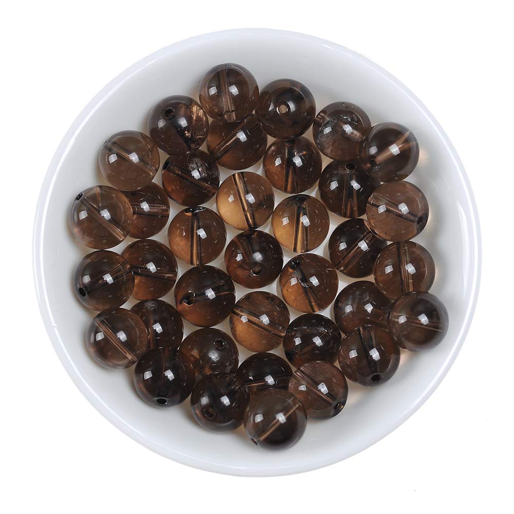 Natural Stone Beads 6mm Smokey Quartz Gemstone Round Loose Beads Crystal Energy Stone Healing Power for Jewelry Making DIY,1 Strand 15"
