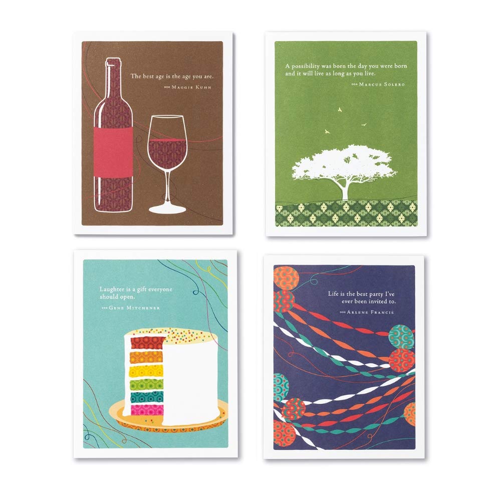 Compendium Positively Green 4-Pack of Birthday Cards - Birthday Delights Birthday - Birthday Delights