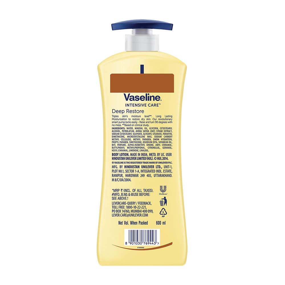 Vaseline Non Greasy, Long Lasting Moisturisation Intensive Care Deep Moisture Body Lotion For Healthy, Glowing Skin for Dry skin- 600 ml