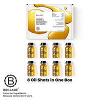 Brillare Onion Hair Oil Shots with Bakuchiol & Coconut Hair Oil for Hair Fall Control, Reduces hair fall, 100% Natural Hair Oil, (6ml *8 Vials)