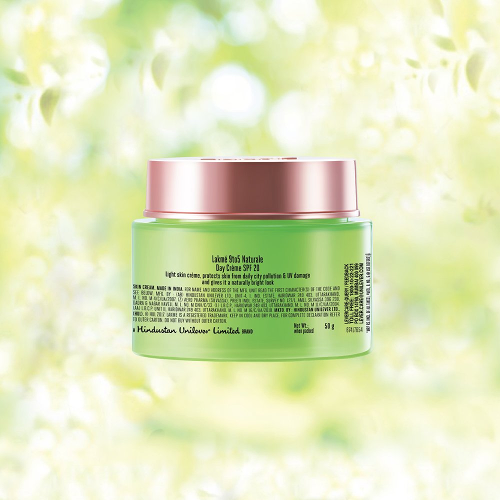 Lakmé 9 To 5 Naturale Day Cream, Spf 20 Pa++ With Aloe Vera For Hydrated Skin, 50 G