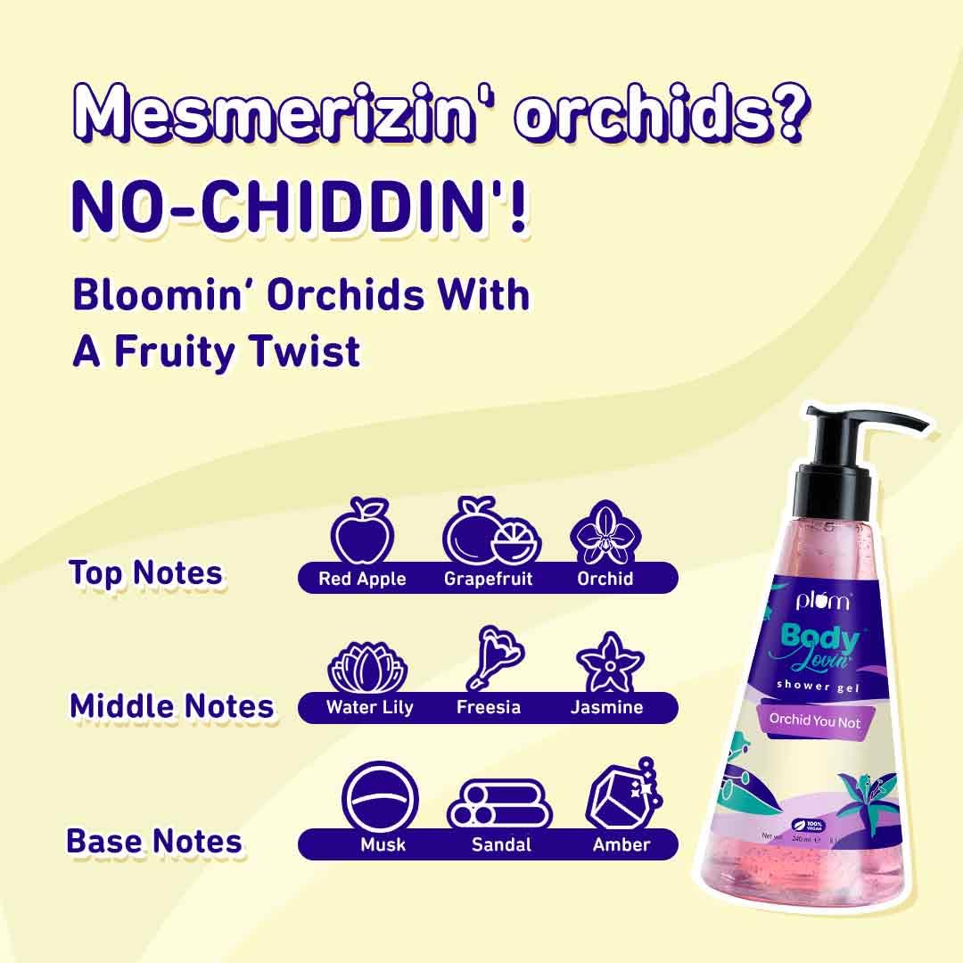 Plum BodyLovin' Orchid-You-Not Shower Gel | SLS-Free Body Wash For Women | Long Lasting Fresh Floral Fragrance | Aloe-Infused Nourishing Body Cleanser For Soft & Smooth Skin (240 ml) (Pack of 2)