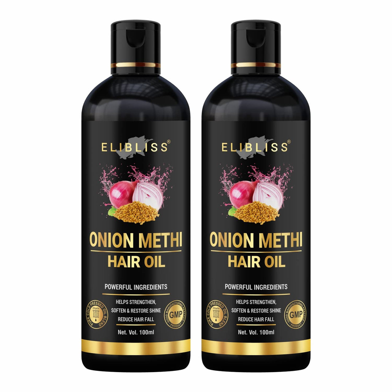 Elibliss Onion Methi Hair Oil for Hair Growth & Hair Fall Control, Enriched with Fenugreek, Red Onion & Natural Oils, Strengthens Roots, Reduces Breakage, Adds Shine, Promotes Healthy Scalp – 100ml