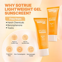 Sotrue Lightweight Gel Sunscreen SPF 50+ PA+++ for Face | Matte Finish & Water-Resistant | No White Cast, 1% Niacinamide & Vitamin C | Broad Spectrum UV Protection | Fragrance-Free | All Skin Types | 50ml
