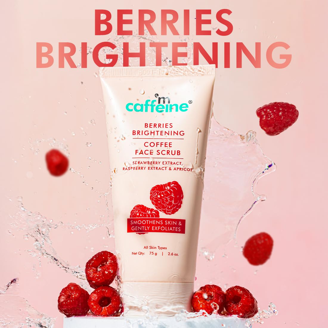 mcaffeine Berries Brightening Coffee Face Scrub For Glowing Skin | Gently Exfoliates, Smoothes & Improves Skin Tone | Removes Tan & Dead Skin | For Women & Men - Pack Of 2 - 75Gm