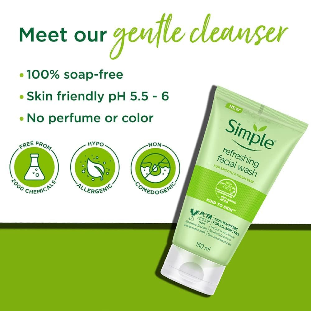 Simple Kind To Skin Refreshing Facial Wash 150 ml (Pack of 2)