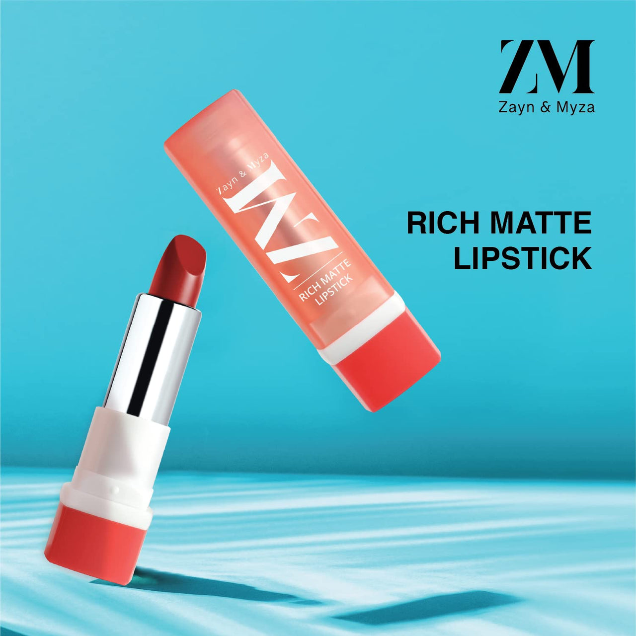 ZM Zayn & Myza Rich Matte Lipstick | Smooth and Light Weight | Intense Color in one Swipe | High Pigmentation Bullet Lip Stick Enriched with Argan oil, Murumuru and Shea Butter, (4.2 g, Iconic)