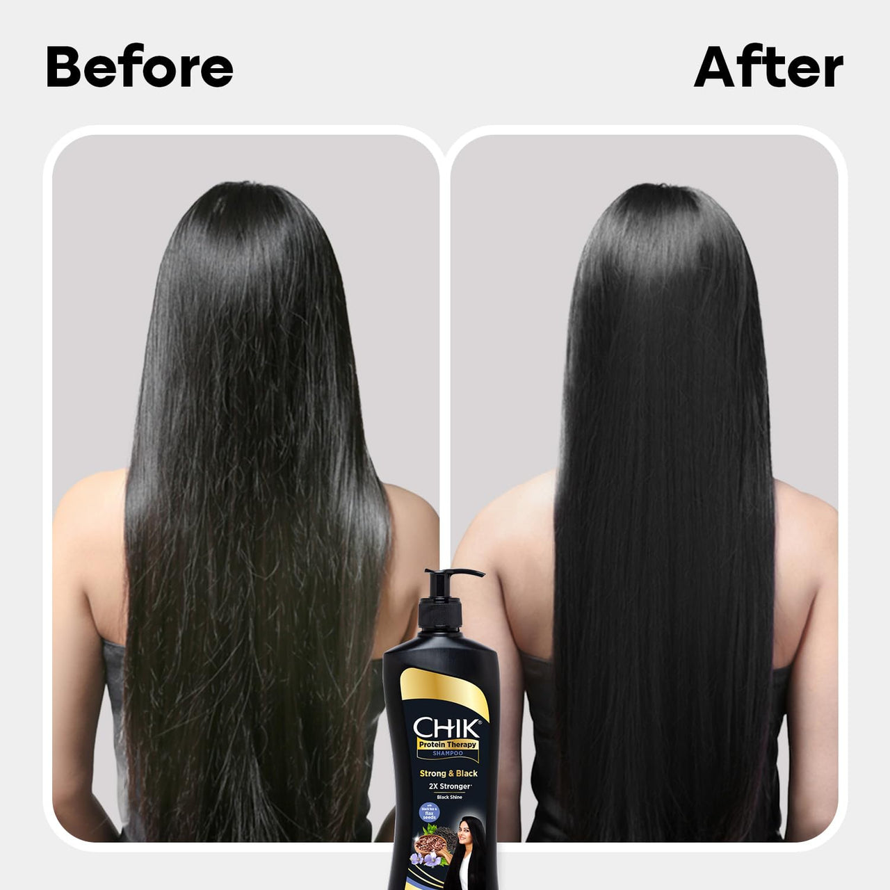 Chik Protein Therapy Shampoo |For 2X Stronger & Black Hair |With the Goodness Of Flax Seeds & Black Tea | 340ml