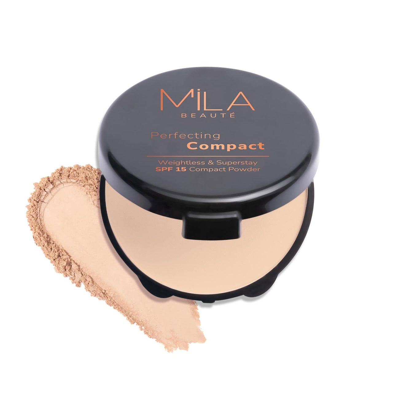 Mila Beauté Perfecting Compact Powder | Natural Matte Finish| Longstay with SPF 15 | Minimized Pores and Finelines | Controls Shine | Lightweight Compact Powder | Shade - (Beige 16g)