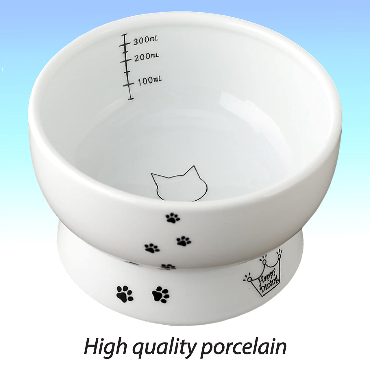 Necoichi Raised Cat Water Bowl, Elevated, with Measurement Lines, Dishwasher and Microwave Safe, No.1 Seller in Japan! (Cat, Regular)