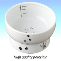 Necoichi Raised Cat Water Bowl, Elevated, with Measurement Lines, Dishwasher and Microwave Safe, No.1 Seller in Japan! (Cat, Regular)