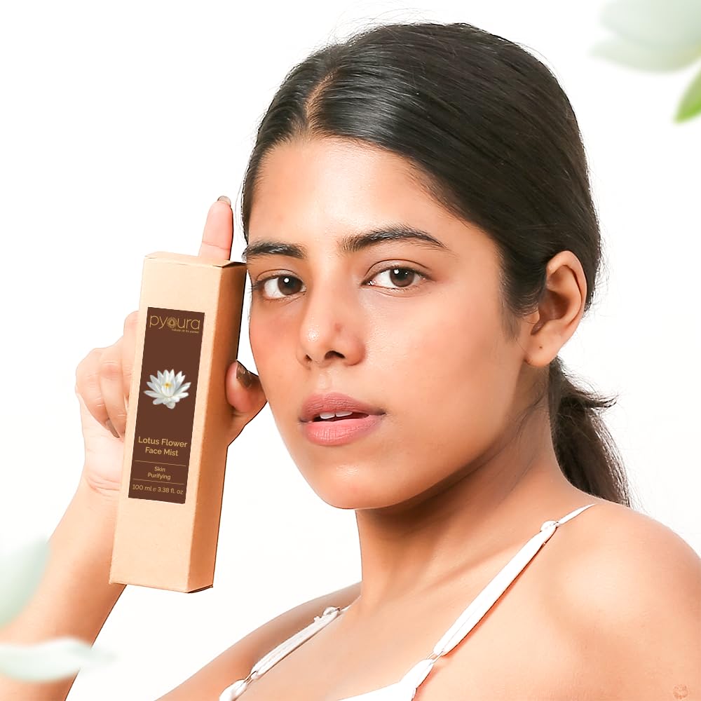 PYOURA Skin Purifying Lotus Flower Face Toner Mist 100 Ml, Fresh Lotus Flower Skin Rejuvenation Toner For Glowing Skin, Manage Fine Lines, Hydrating Natural Face Serum For Oily Dry Combination Skin