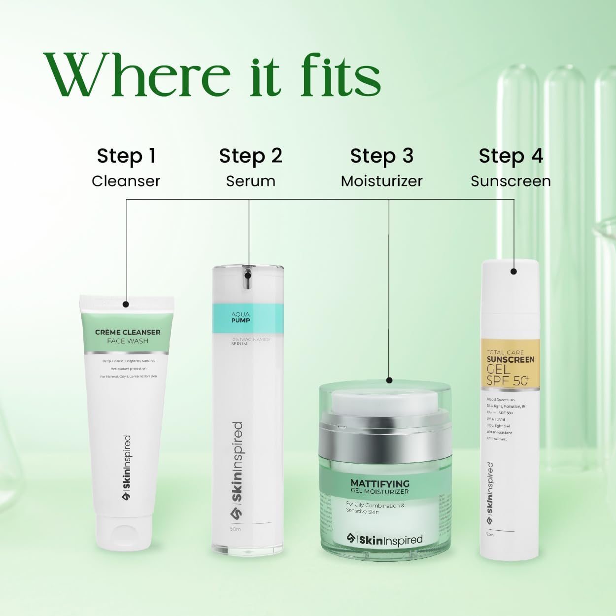 SkinInspired Mattifying Gel Face Moisturizer (50g)- For Oily, Combination and Sensitive Skin | Hydrating Ultra Light Oil Free Face Cream | Non Greasy | For Women & Men