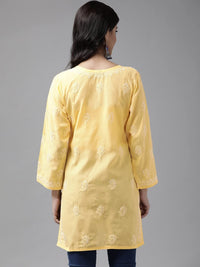 Ada Women's  Cotton Top Tunic Hand Embroidered Lucknowi Chikankari Short Kurti