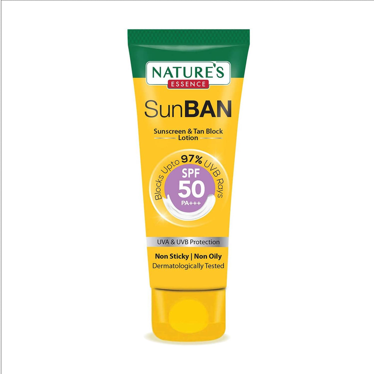 NATURES ESSENCE Sunban Suncreen SPF 50 PA+++ | No White Cast and Broad Spectrum Sun screen | For All Skin Types | Non Greasy | Lightweight | For Men & Women | 60ml
