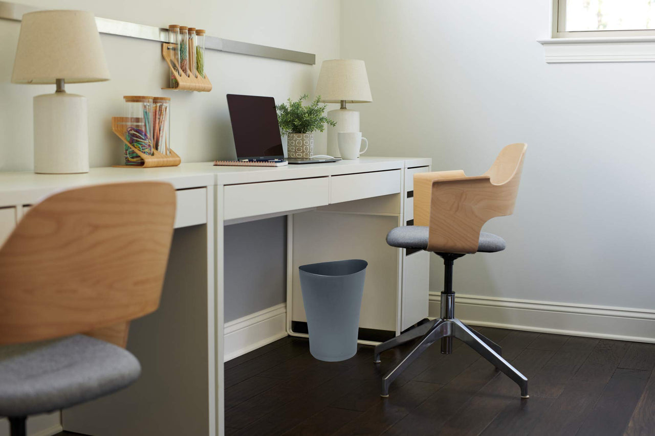 Rubbermaid Spa Works Compact Contemporary Style 9 Quart Indoor Open Vanity Home Trash Container, White Clear Pack of 1