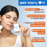 Glamveda Hyaluronic Invisible Sunscreen Stick SPF-50 PA+++ | Blue Light Filter, Hydration with Hyaluronic Acid & Ceramides | Dewy Finish, Easy Application | UVA/UVB Protection | for Men & Women | 20g