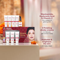 VLCC Bridal Glow Facial Kit - 147g | At-Home Facial With 3 Illuminator Strobe Creams - Gold, Lilac, Rose | With Hyaluronic Acid, Niacinamide, and Vitamin C
