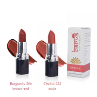 Barva Natural & Moisturising Lipsticks made using Clarified Butter, Kokum butter and Mineral Colours, 4.3g (Pack of 2) (Burgundy 206 & Orchid 222)