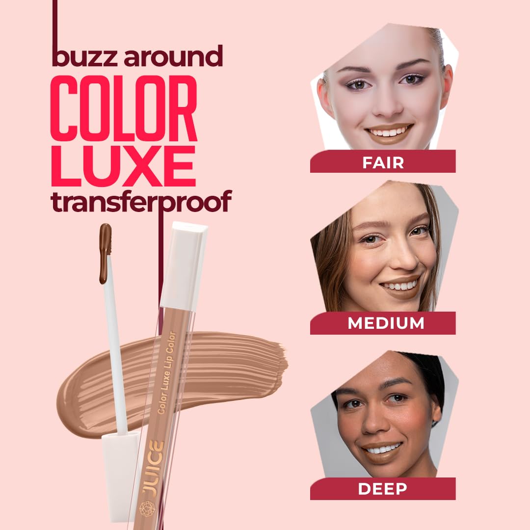 Juice Red Rebel - M01 Kiss Sensation Lipstick & Bare all Nude - M18 Color Luxe Liquid Lipstick with Goodness of Bio Retinol, & SPF 15 UV Protection