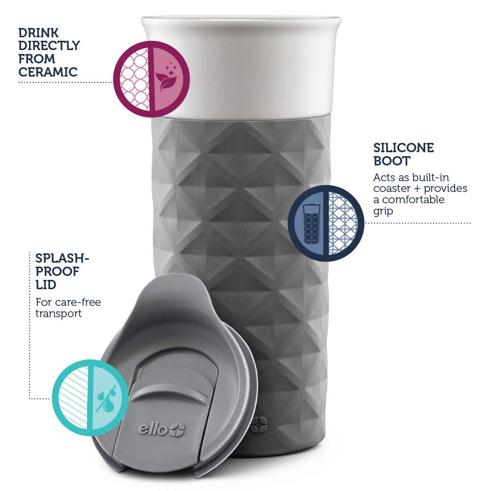 Ello Ogden Ceramic Travel Mug with Friction-Fit Lid Evening Blue Diamonds