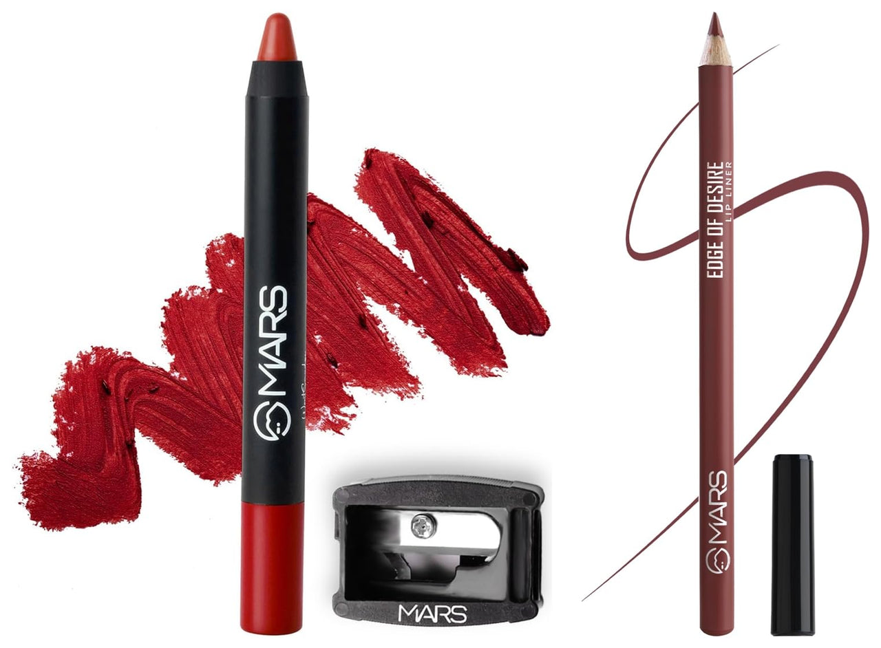 MARS Matte Lip Liner One Swipe Smooth Long Lasting Lip Pencil (1.4gm) (04-SCANDALOUS BROWN)Long Lasting Crayon Lipstick up to 12 Hours Stay Matte Finish Waterproof Lip Crayon (3.5 gm) 01-I Love Myself
