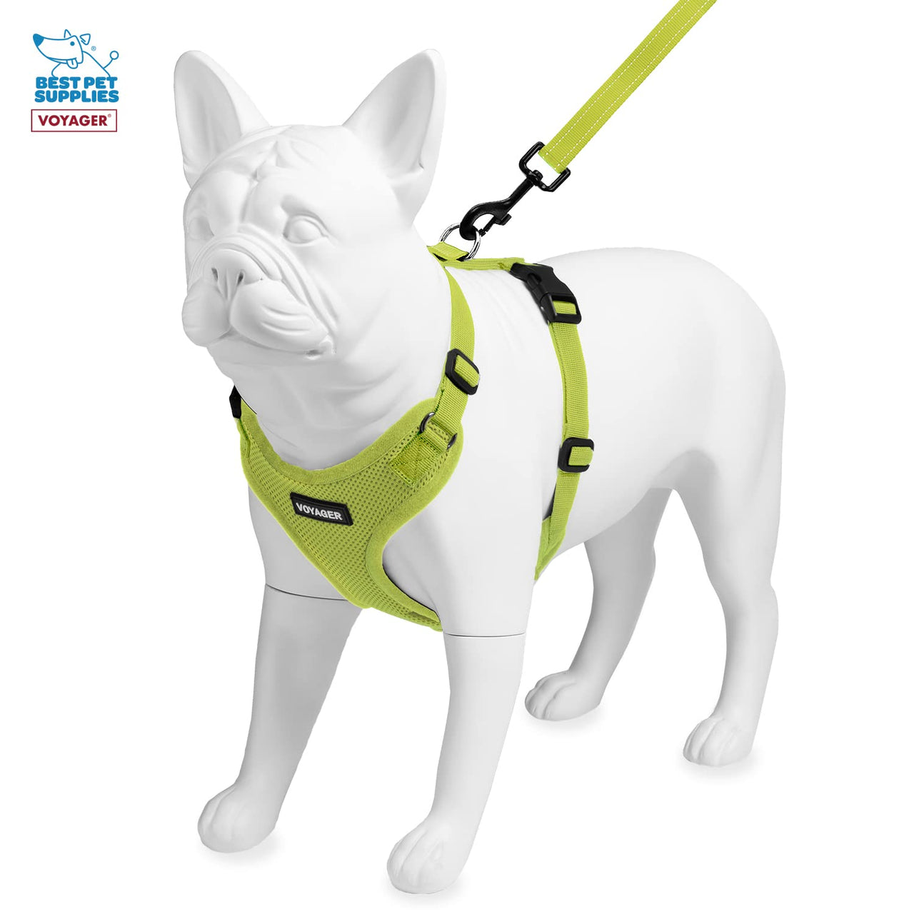 Voyager Step-in Lock Dog Harness w Reflective Dog Leash Combo Set with Neoprene Handle 5ft - Supports Small, Medium and Large Breed Puppies/Cats by Best Pet Supplies - Lime Green, XS Harness Leash Set (Lime Green) XS (Chest: 13 - 16" * Fit Cats)