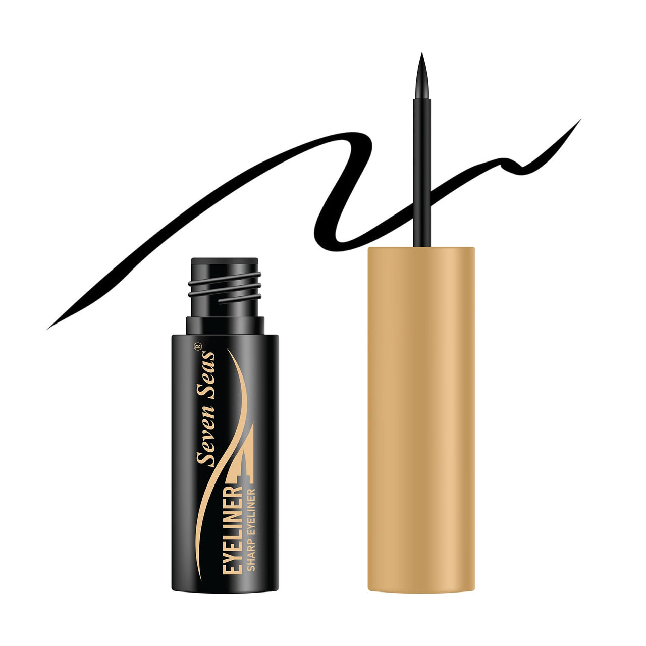 Seven Seas Sharp Eyeliner Long Lasting, Waterproof Eyeliner for women, (Black, 7ml)