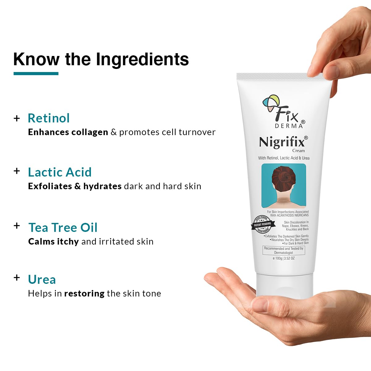 Fixderma Nigrifix Cream for Acanthosis Nigricans with Lactic Acid For Body Parts like Neck, Ankles, Knuckles, Armpits, Thighs & Elbows | Exfoliant 100 gm (Pack of 1)