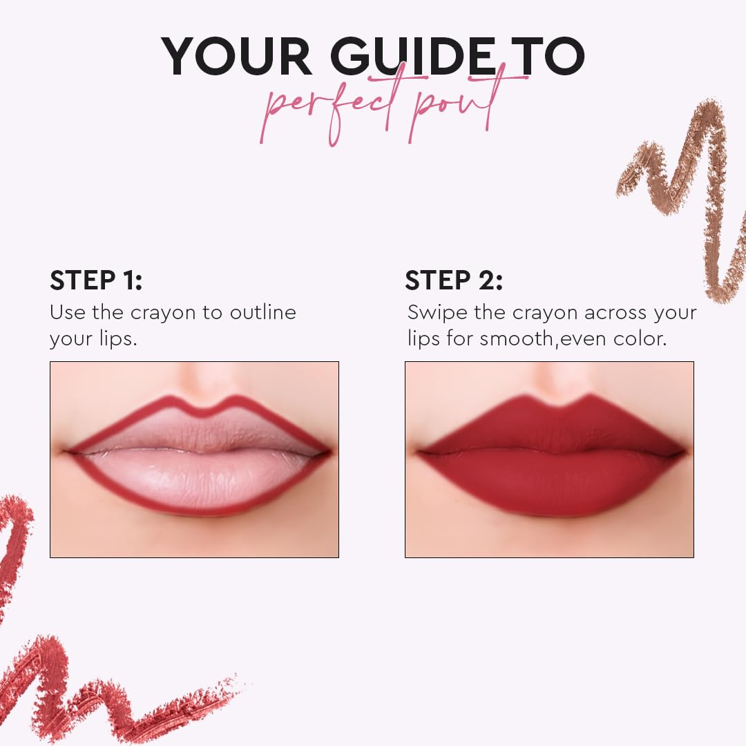 Million Colors Lip Crayon Lipstick | 8H Long-Lasting Matte | Hydrating & Lightweight | Highly Pigmented | Smudge-Proof & Transfer-Proof | Hyaluronic Acid & Shea Butter (Fierce 02, 3g)