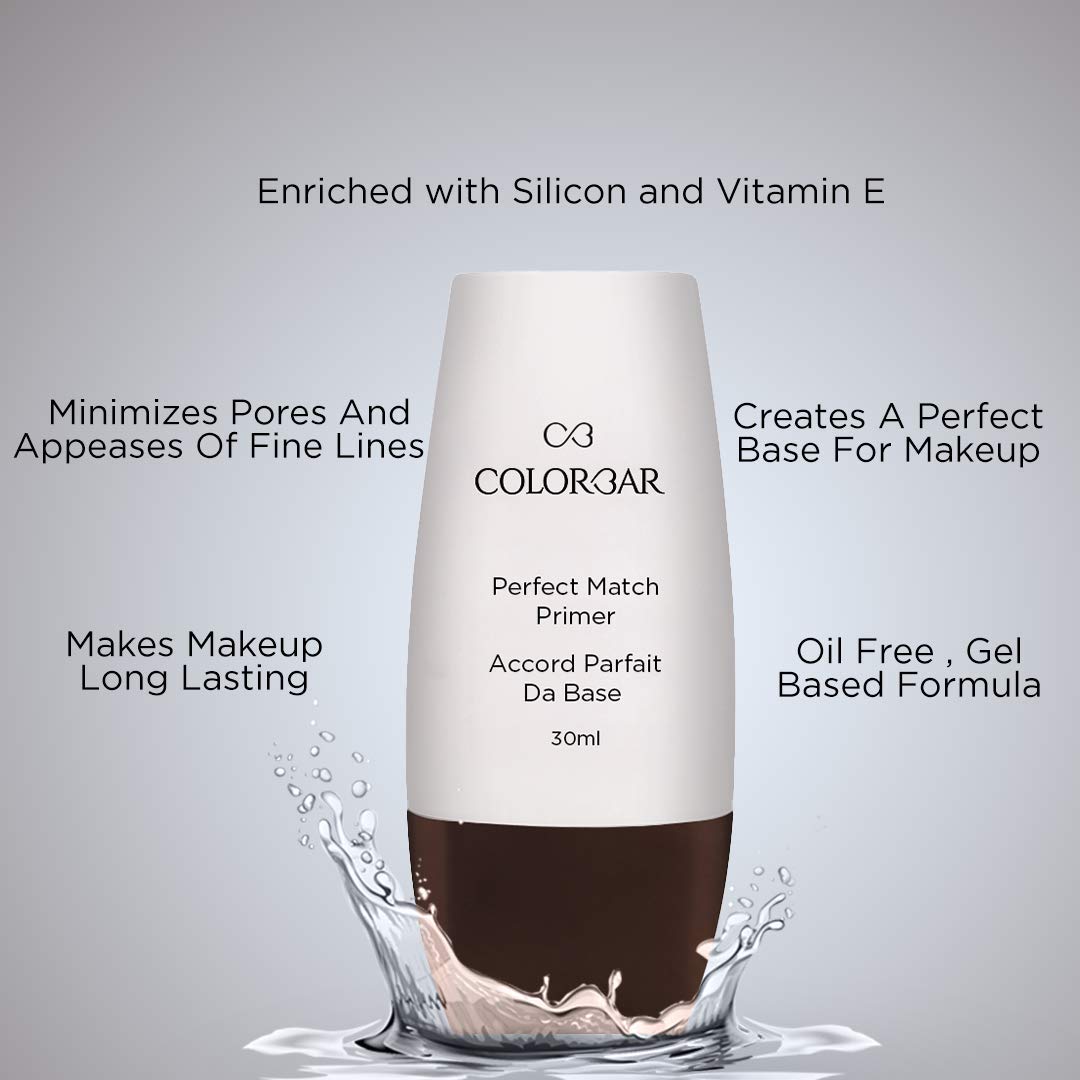 Colorbar New Perfect Match Primer, 30ml & Colorbar Cosmetics Flawless Finish Primer, Transparent, 30 ml