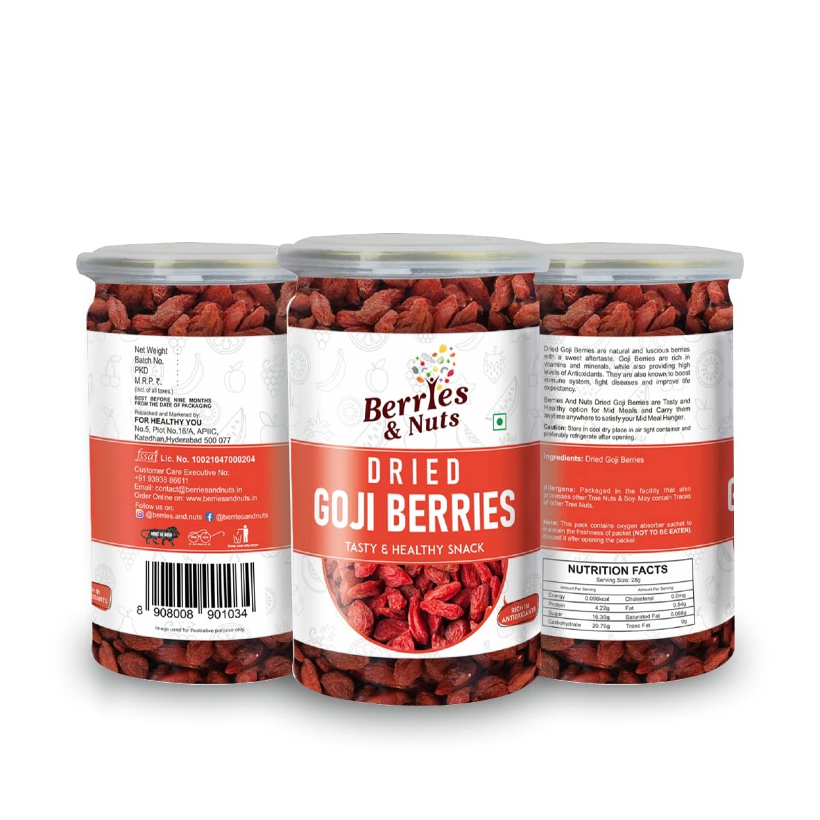 Berries And Nuts Dried Cranberries & Gojiberries Combo | Cranberry 200 Grams & Gojiberry 160 Grams