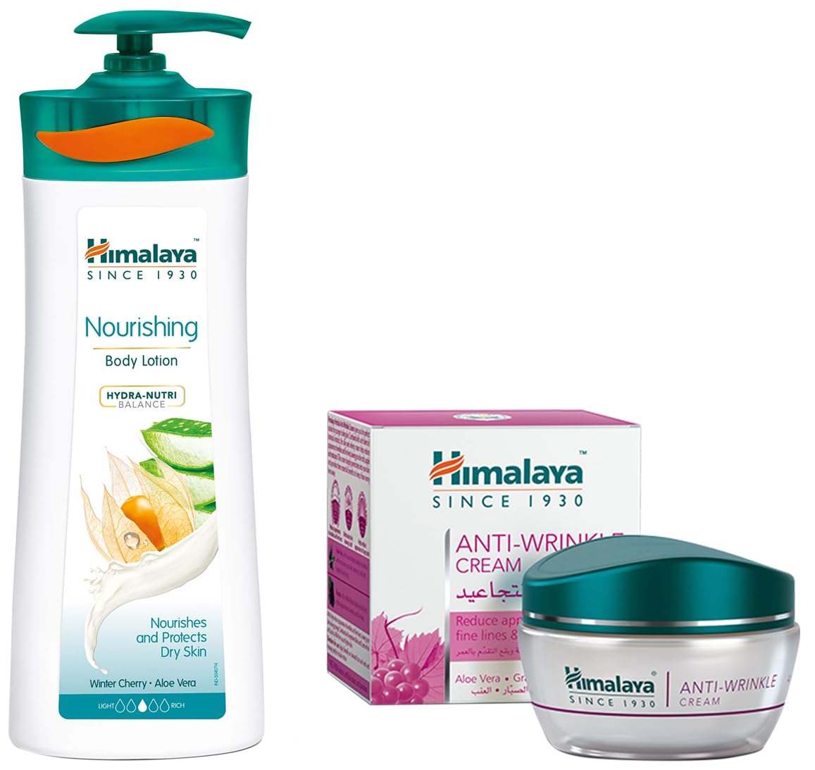 Himalaya Nourishing Body Lotion, 400ml and Himalaya Herbals Anti-Wrinkle Cream, 50g
