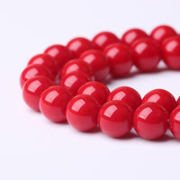 12MM 32pcs Red Glass Beads for Jewelry Making Round Loose Spacer Crystal Energy Healing Power Stone Beads DIY Bracelet Necklace Accessories 12mm