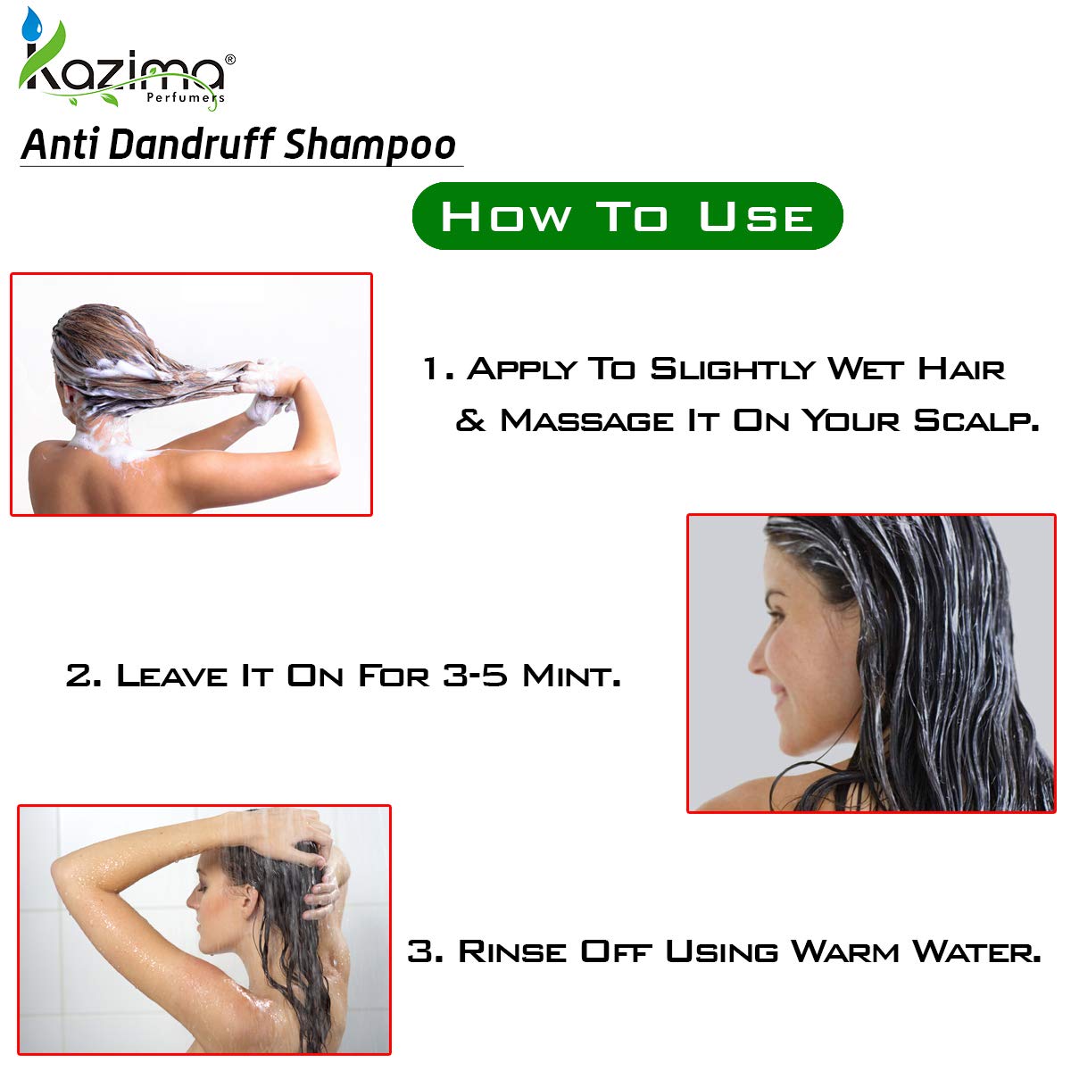 KAZIMA Combo of Anti Dandruff Shampoo and Anti Hair fall & Damage Control Conditioner for Hair Dandruff Control, Damage Repair, Healthy Scalp, Hair Nourishment & Hair fall Control, 200 ml each