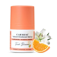 Carmesi Natural Underarm Roll On Deodorant for Women | 95% Natural + 5% Essential Ingredients | For Fresh Underarms | No Alcohol & Aluminium | Fresh Blossom | 50 ml