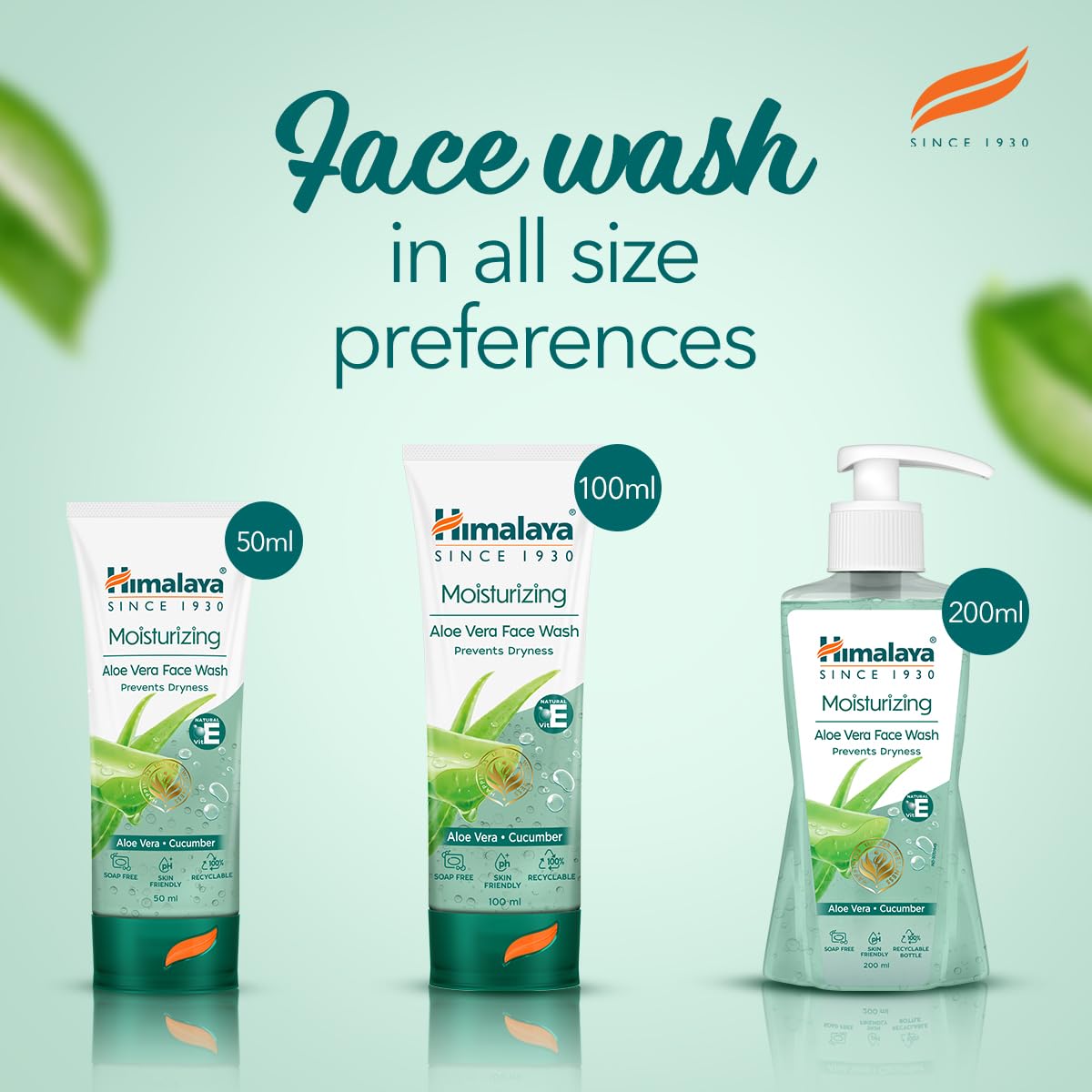 Himalaya Moisturizing Aloe Vera Face Wash, 200ml And Himalaya Herbals Moisturizing Aloe Vera Face Wash Cream, 50ml