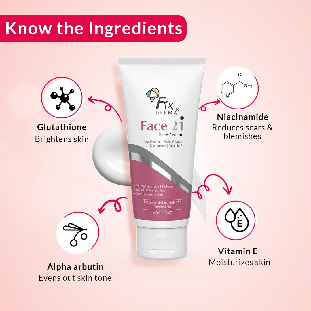 Fixderma 2% Niacinamide Cream, Face 21 Cream | Niacinamide Cream for Face | Alpha Arbutin Cream | Anti Ageing Cream for Women | Day & Night Cream for Women, Reduces Wrinkles and Fine Lines - 50 gm