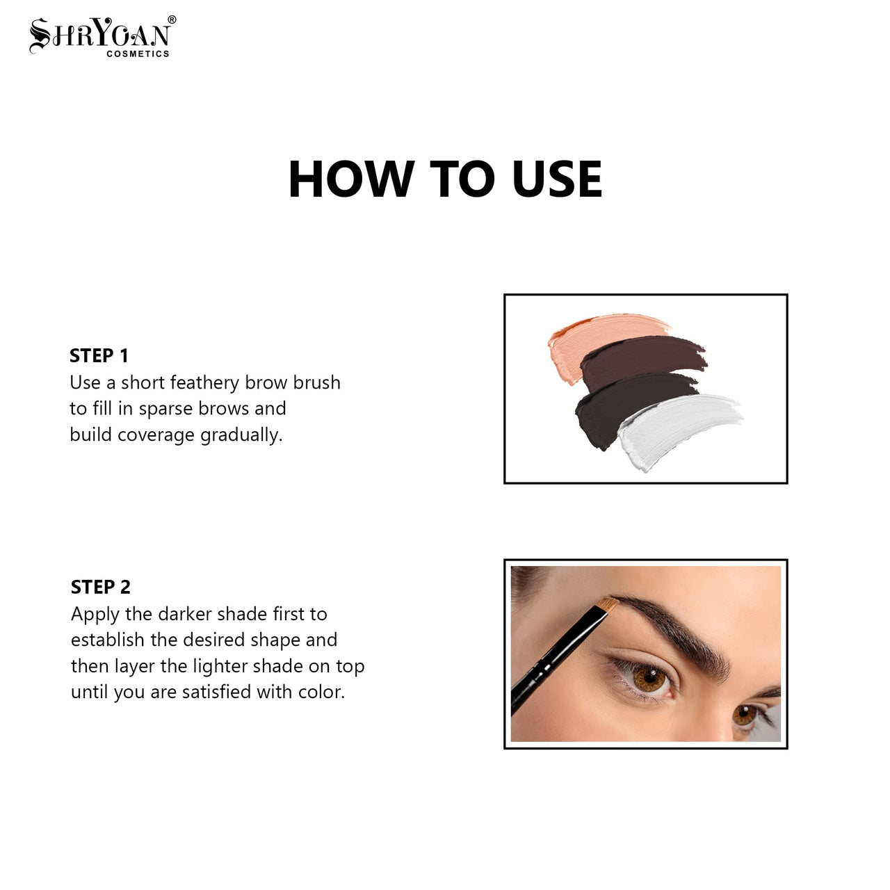 Shryoan Long Wear Eyebrow Finishing Powder| Defining Eyebrows, Travel-Friendly Palette with Blendable Shades (4g) (Shade 01)