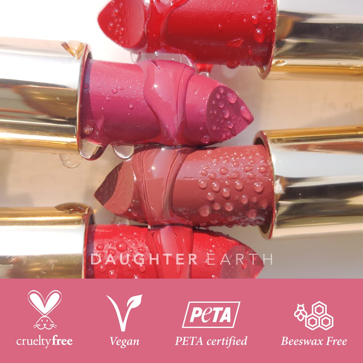 DAUGHTER EARTH Atomic Red Natural Lipstick | Vegan Plant Based Highly Pigmented Lightweight Lip Color | Long Lasting Creamy Velvet Phytonutrient Lip Stick With Vitamin E & Bakuchiol | Natural With UV Protection | 4g