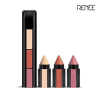 RENEE Fab 3 In 1 Eyeshadow 4.5Gm - Highly Pigmented 3 Shades In 1 Stick, Adds Dimension And Intensity With Shimmery Finish, Enriched With Vitamin E, Assorted