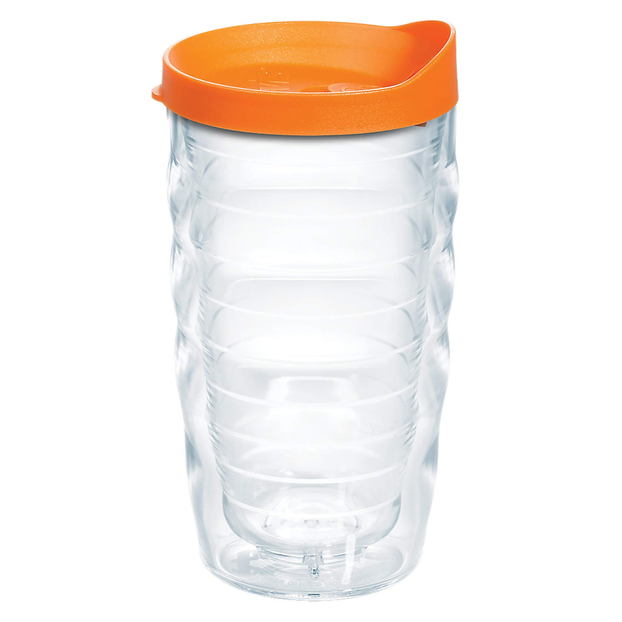 Tervis Clear & Colorful Lidded Made in USA Double Walled Insulated Tumbler Travel Cup Keeps Drinks Cold & Hot, 10oz Wavy, Orange Lid
