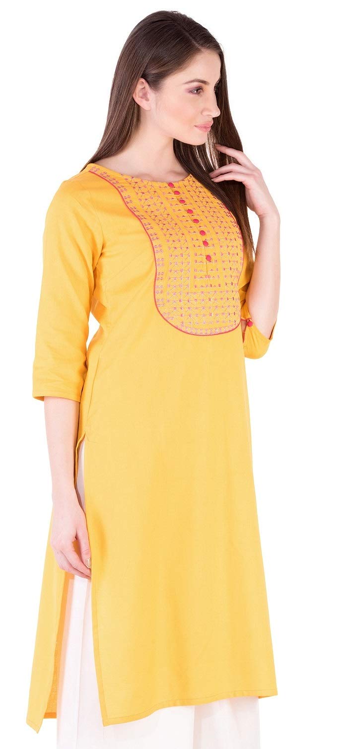 Amayra Women's  Cotton Straight Embroidery Kurti