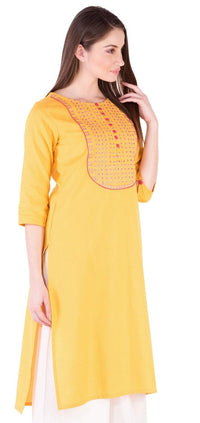 Amayra Women's  Cotton Straight Embroidery Kurti
