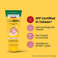 Nature's Essence Sunban Suncreen SPF 30 PA+++ | No White Cast and Broad Spectrum Sun screen | For All Skin Types | Non Greasy | Lightweight | For Men & Women | 60ml